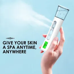 Handhållen dimspruta Nano Beauty Instrument Mini Hydrating Firidifier Skin Care LED Display Portable Steamer Nebulizer 240514