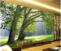 배경 화면 커스텀 포 3D 벽지 거실을위한 비직 벽화 벽화 자연 숲 나무 장식 그림