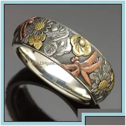 Ringos de cluster anéis de cluster vintage punk metal skl esculpido anel gótico de flor de flor de flor de girassol de girassol