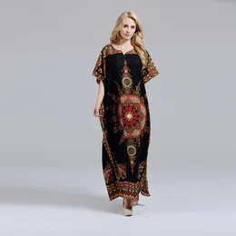 Ethnic Clothing Dashikiage Cotton Dashiki Nigerian Applique Fashion Crew Neck Short Sleeve Boubou Muslim Abaya Loose Maxi Dress