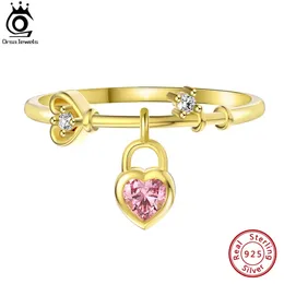 Orsa Gioielli 925 Sterling in argento penzolante Penni di impilamento del cuore in oro 14k Gold Placted Diepty Band for Women Gioielli Regalo SR311 240514