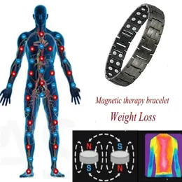 Mens joias terapia magnética Saúde Antisnoring Pulseira de aço inoxidável para homens HOMBRE Ajustável Pulsera 240423