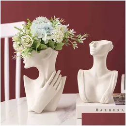 VASES FIGRINES NORDIC STYLE CERAMIC VASE VASE WOMAL MODEL MONEDER ART HOME DECORATION CREATIVE CREATIVE LIVESPOT ROOM DROP DERVILY G DHGRR