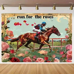 Party Decoration 1PC Kentucky Derby Decorations Backdrop Banner Horse Racing Run for the Roses Po Booth Pography Bakgrund