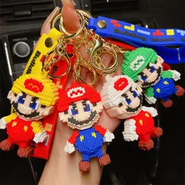 Plumber building block silicone cartoon keychain creative cute doll men and women backpack car hanging accessories wholesale