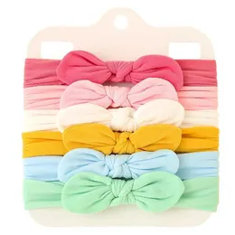 Acessórios para cabelos 6pcs/conjunto de bandana de bebê colorido Bandas de cabelo Bowknot para meninas para garotas recém -nascidas para crianças de turbante acessórios para cabelos para bebês