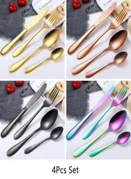 4pcs Modern Plastware Set Wed Cutlery Neater Spoon Spoon Fork Dailware Set9303218