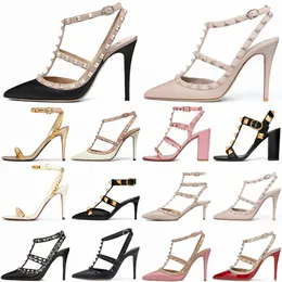 Sandalen High Heels Kleider Designer Schuhe Party Fashion Nieten Mädchen sexy spitze Zehenschuhschnalle Plattform Pumps Weddingrrzf#