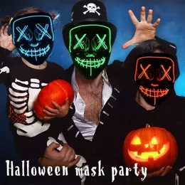 Halloween Masquerade Neon Party Masque LED -Masken helles Leuchten im dunklen Horror glühen Masker gemischte Farbmaske Fy9210 Rade Ing