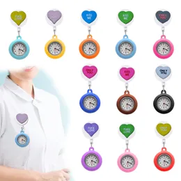 Pocket Watches Valentines Day Love Clip on Quartz Watch With Second Hand Medical Hang Clock Gift For Nurses Alligator Drop Delivery Otitd