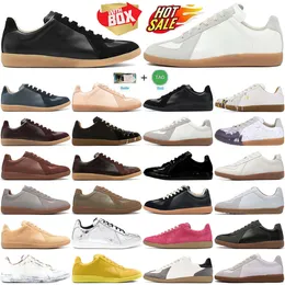 Designer skor sneakers tränare mm sneaker 6 kvinnor herr tränare tyska svart armé gummi grå vit målare naken patent brun färg muskot läder gummi sko