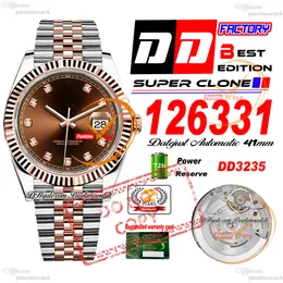 126331 DD3235 Datum Automatische Herrenbeobachtung DDF Two -Ton Rose Gold Brown Diamant Dial 904L Oyststeel JubileSTeel Armband 72H Power Reserv Super Edition Rein Edition PTRX PTRX