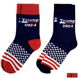 Party Favor 8 Style Trump 2024 Socks President Maga Letter Stockings Striped Stars Us Flag Sport Drop Delivery Home Garden Festive S Dhzlf