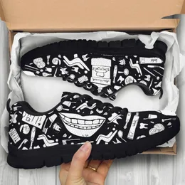 Casual Shoes InstantArts Dental Footwear Black Hand Painted Cartoon Print Sneakers Women's Walking 2024