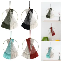 Tapissries Boho Circular Tassel Tapestry Simple Fringe Handwoven Macrame Wall Hanging For Apartment Backdrop Living Room Home Decor