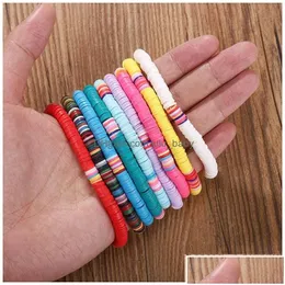 Perlenperlen handgefertigtes Regenbogen -Perlenarmband Farbpolymer Tonscheibenperlen Armbänder Boho Surf Stapelstapel Charme Schmuck für wo dhxfc