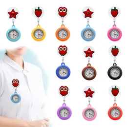 Pocket Uhren Red Clip Sile Nurse Watch Retractable Hospital Medics Workers Abzeichenrolle mit Second -Hand Brosche FOB Drop -Lieferung Otovu