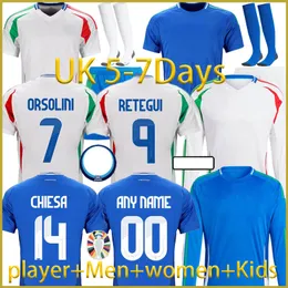 2024Soccer Jerseys الإيطالية كأس أوروبا النسخة الوطني لاعب Baggio Italia Jersey Verratti Chiesa Vintage Jorginho Football Shirt Barella Kids Kit Woman