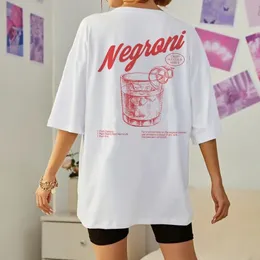 Negroni Women Back Print Retro Thirts Cocktail Drinking T Shirt Harajuku Streetwear Graphic Tees Esisex Vintage Clothing 240506