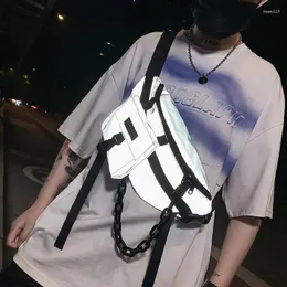 حقائب الخصر Techwear عاكس Crossbody الرجال Hip Hop Tactical Chest Bag Harajuku Street Fashion Pack