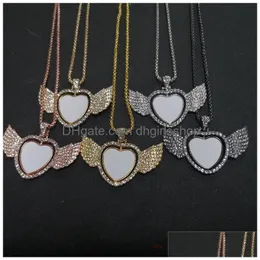 Collane a pendente Sublimazione Blank Heart Po Pendants Trasferisci i gioielli di fabbrica Prezzo di fabbrica a due lati Can Drop de Dhqfs