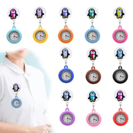 Other Office School Supplies Penguin Clip Pocket Watches Womens Nurse On Watch For Nurses Doctors Sile Brooch Fob Medical Lapel Drop D Otohi