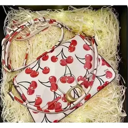 Женская дизайнерская сумка для пакеты плеч с вишнями с вишнями пакеты роскошные сумочка тотация кожа багет с тиснением квадратная мода Crossbody Satchel 303