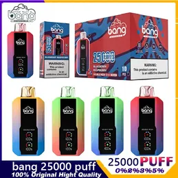 Bang 25000 Puffs Disposable Vape Electronic Cigarettes LCD Sreen 0% 2% 3% 5% 30ml Prefilled Pod Double Mesh 650mah Rechargeable Device Puff 25k 15000 18000 20000