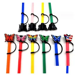 Drinking Straws Wholesale Soft Butterfly St Toppers Er Cap Reusable Sts Dust Plug Charms Decoration Accessories Gift Drop Delivery Dhnl1