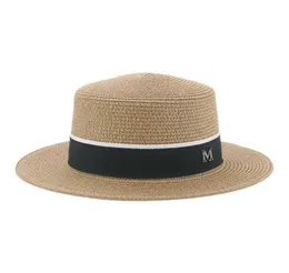 Straw VaLieskull Caps Hat S for Women Bucket Flat Top Brim Brim Khaki Band Luksus Formal Beach Elegant Women039s Summer L22109016112
