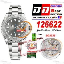 YM 126622 A3235 Automatyczna męska zegarek DDF 40 Dark Rhodium Grey Dial 904L Case Oystesteel Bransoletka Super Edition Ta sama karta serii 72H Reserv Puretime Ptrx