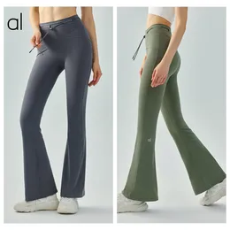AL-273 Hög midja Bell Botton Pants Summer Slim Yoga Pants för kvinnors mage-liftande, höftlyftande och smala träningsbyxor
