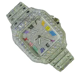 Premium Roman Dial vvs moissanite zegarek ze stali nierdzewnej Hip Hop lodowe popiersie srebrne spersonalizowane luksusowe zegarek