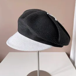 Simple fashion small fragrant spaper boy hat Japanese summer sun protection breathable visor womens street straw 240429