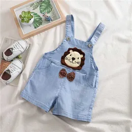 Overalls IENENS baby jumpsuit newborn Playsuits boys and girls jacket baby summer shorts cotton washed blue Duncan childrens jumpsuit d240515