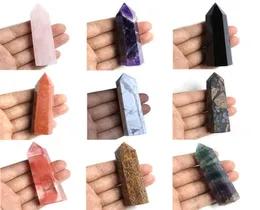 Totalt 46 komplett variation grov polerad kvarts pelare konstprydnader Energigen Wand Healing Gemstone Tower Natural Crystal Poin2255040