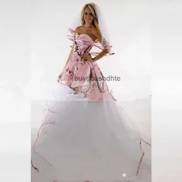 Vintage Sweetheart Pink Camo Wedding Dresses Tulle Skirt Tiered Bridal Gowns Lace Up Back Two Piece Formal Real Tree Wedding Wear Cheap