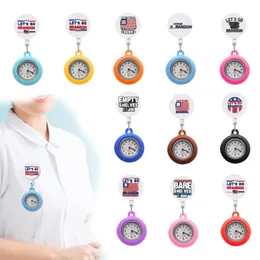 Outros relógios acessórios Let's Go Brandon10 Clip Pocket Watches Relógios retráteis para presentes de estudantes com enfermeira de segunda mão em broche para ot45g