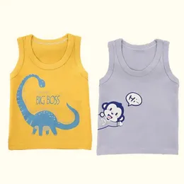 Vest Summer childrens top vest sleeveless breathable cotton childrens T-shirt top clothing cartoon boys and girls 0-7 years oldL240502