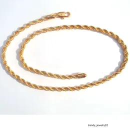 xuping high-quality Rope Chain 6mm 14 k Yellow Fine Solid Gold GF Thick ed Braided Mens Hip Hop 24 Inch Nec304P