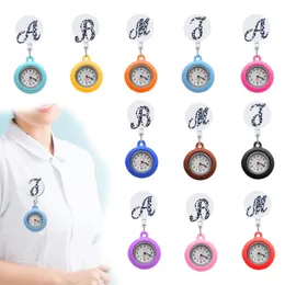 Party bevorzugt Zebra große Buchstaben Clip Pocket Uhren Brosche Quarz Bewegung Stethoskop einziehbarer FOB Uhr mit Sekundenzeiger für Krankenschwestern Otao2