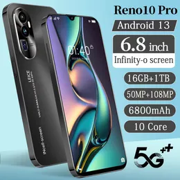 2024 VENDA INTLURA BARCO NOVO Smartphone Reno10 Pro 1 GB+16 GB Tela grande de 6,8 polegadas Smartphones Student Android Cell Phones Desbloquear tela de toque grande