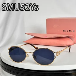 MIUI Sunglasses Designer italiano Site oficial feminino 1: 1 óculos Miumi Folha de vidro de alta qualidade Classic Luxury Round MIUIMIV400 Óculos de sol