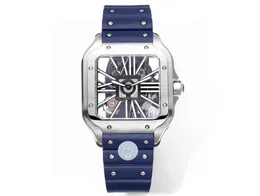 Роскошные часы для мужчин скелет ручной ветер классический автоматический механический дизайнер часы быстрого разборки резиновые ремни.