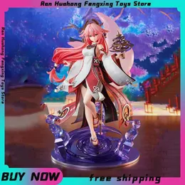 Action Toy Figures 26cm Genshin Impact Yae Miko Anime Character Girl Sexy Action Character Statue PVC Model Toy Collection Desktop Decoration Dol Y240515