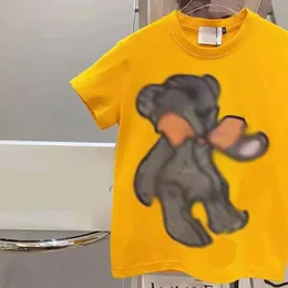 2023 New T-Shirt Kids Cartoon Teddy Bear Print Round Cotton Cotton Shirt Shirt Shirt for Men Chomen