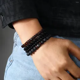 Strand -tellernde natürliche Vulkansteinholz -Perlen Armband Punk einfache Schmuck aus dem schwarzen Glas Außenhandel für Männer