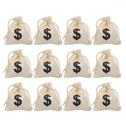 Bolsas de sacos de goleto de tração de 12 PCs para festas favores de festas bolsas de armazenamento Ladrão de bancos de bancos Canvas