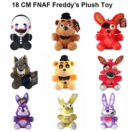 Doldurulmuş peluş hayvanlar 18cm fnaf doldurulmuş peluş oyuncak freddy fazbear ayı tilki tavşan bonnie chicago peluche juguetes 5 gece freddy peluş oyuncak hediye b240515