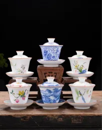Tea Tureen Gaiwan Dehua Tea Sancai Single Bowl Pintado à mão Chinesa Tradicional Pattern Cover2011017